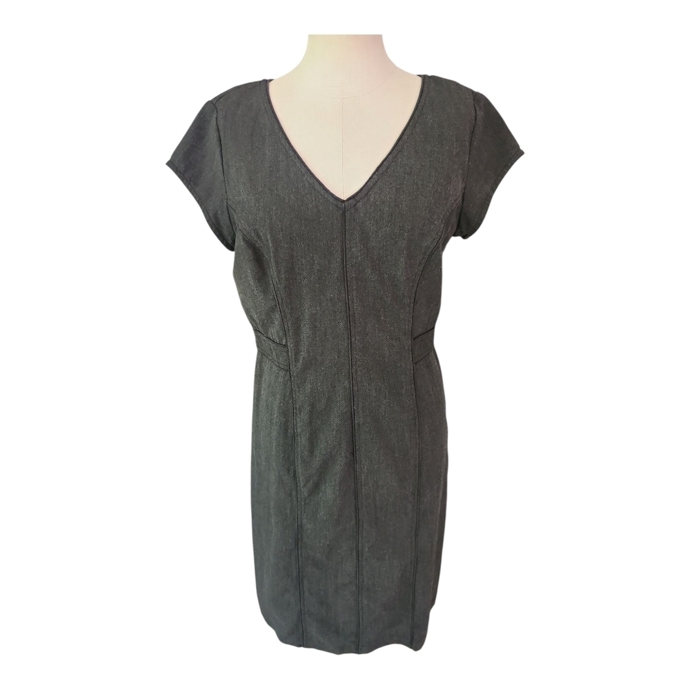 eShakti Black V-Neck A-Line Midi Dress | Size 10 | Flattering Fit Custom Style